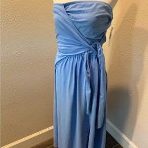 Treasure & Bond Light Blue Strapless Wrap Maxi Dress